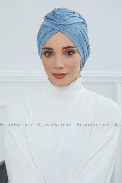Amy - Turban En Coton Sky Blue