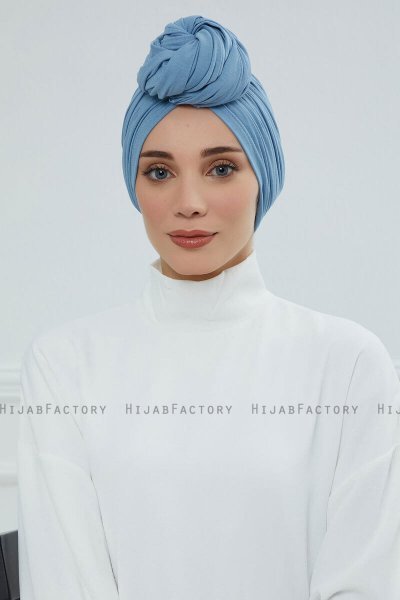 Amy - Turban En Coton Sky Blue