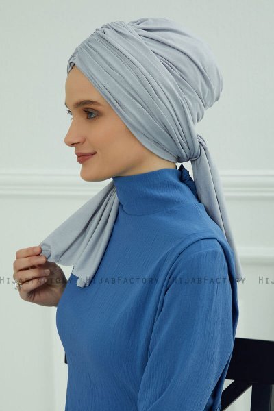 Amy - Turban En Coton Gris Clair