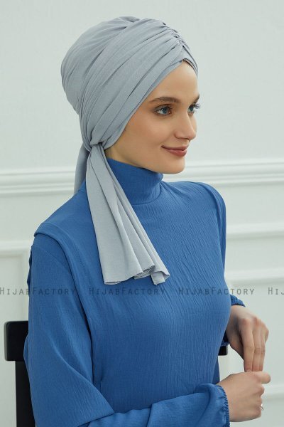 Amy - Turban En Coton Gris Clair
