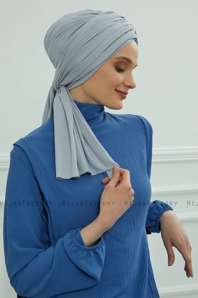 Amy - Turban En Coton Gris Clair