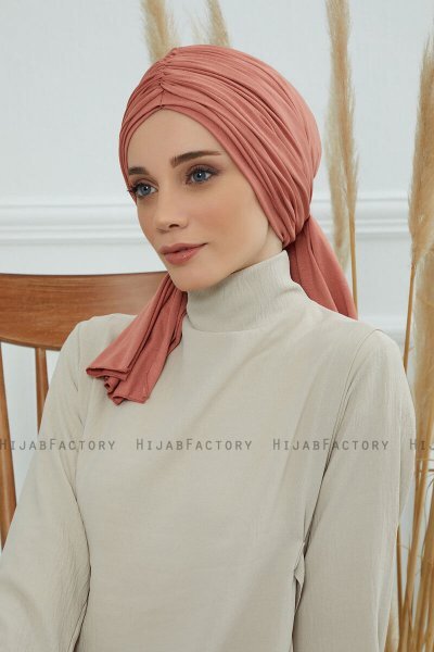 Amy - Turban En Coton Saumon