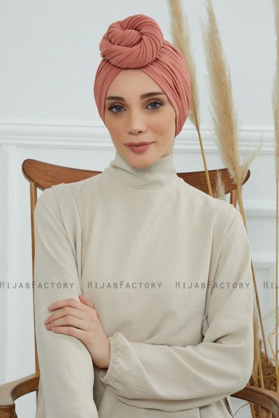Amy - Turban En Coton Saumon