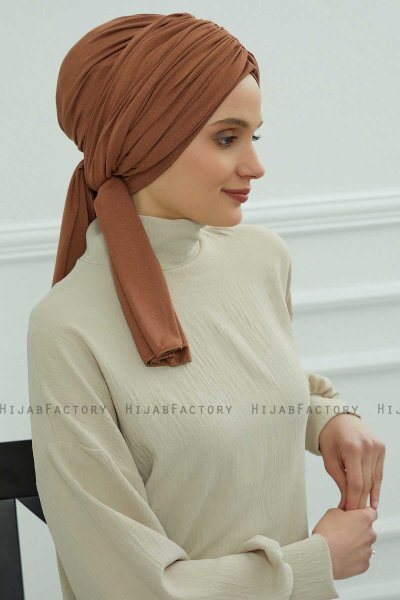 Amy - Turban En Coton Caramel