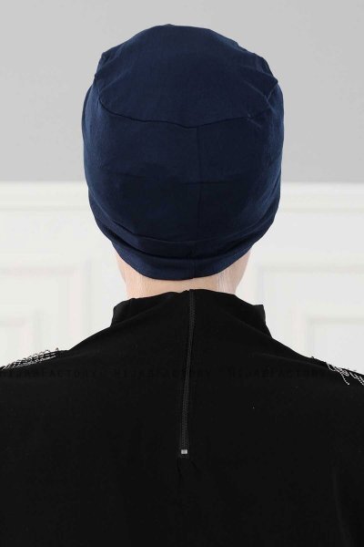 Stella - Turban En Coton Bleu Marin