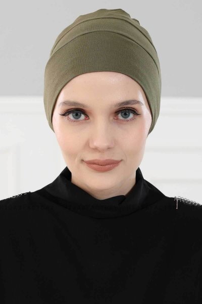 Stella - Turban En Coton Kaki