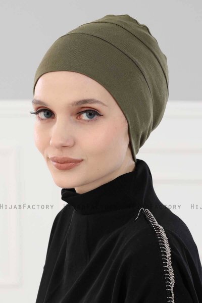 Stella - Turban En Coton Kaki