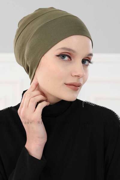 Stella - Turban En Coton Kaki