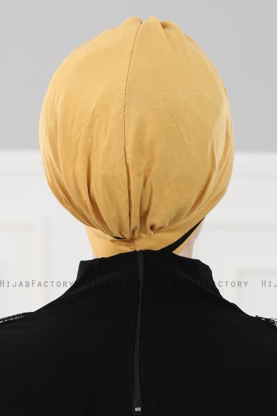 Elsa - Turban En Coton Moutarde & Noir