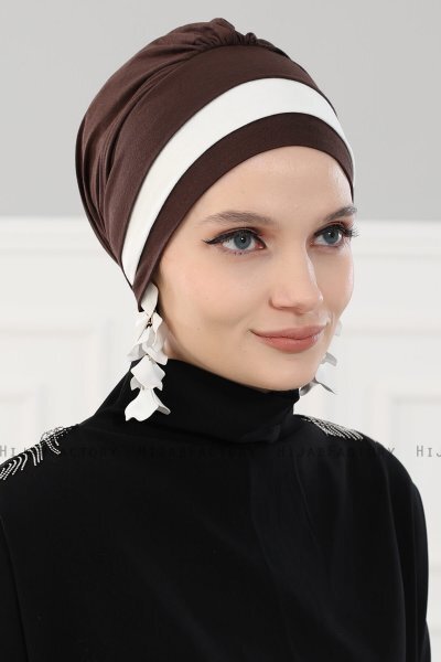 Elsa - Turban En Coton Kaki & Crème