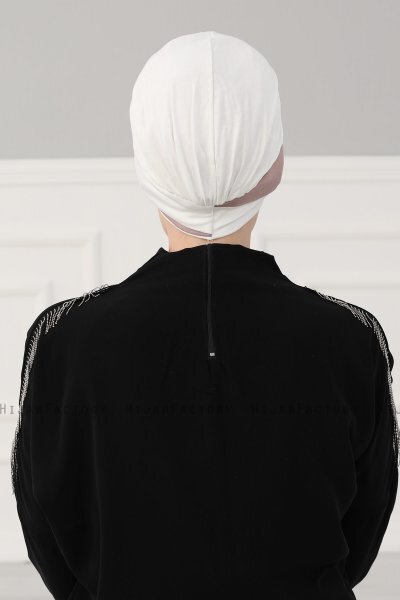 Elsa - Turban En Coton Crème & Taupe