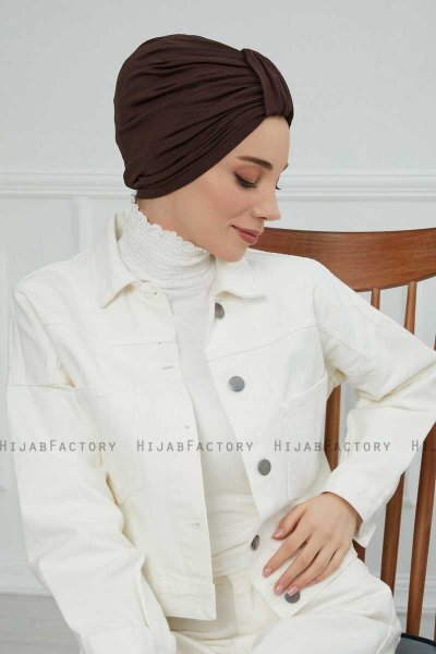 Laura - Turban En Coton Marron