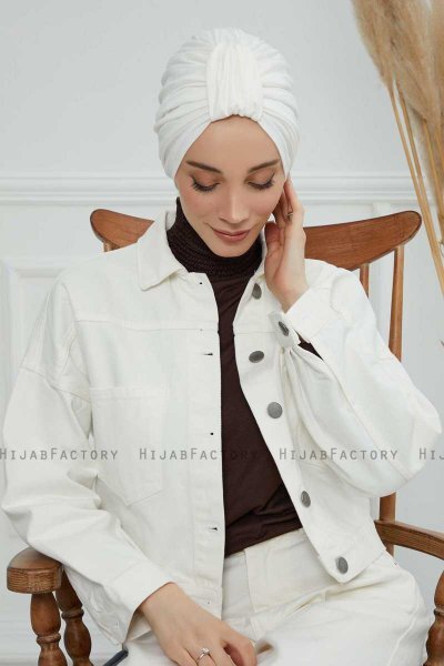 Laura - Turban En Coton Crème