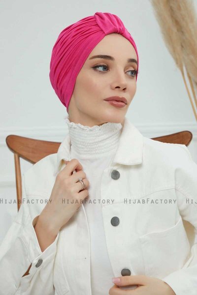 Laura - Turban En Coton Fuchsia