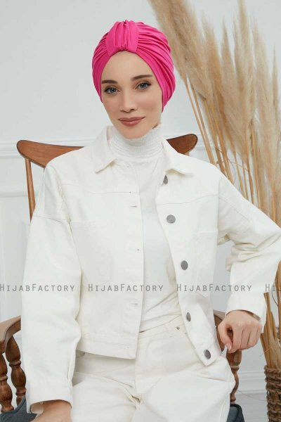 Laura - Turban En Coton Fuchsia
