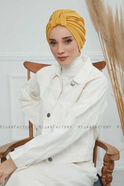 Laura - Turban En Coton Moutarde