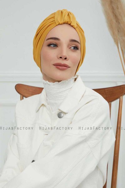 Laura - Turban En Coton Moutarde