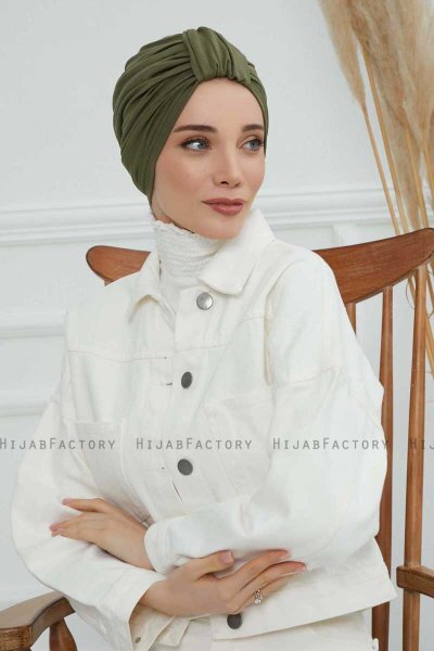 Laura - Turban En Coton Kaki