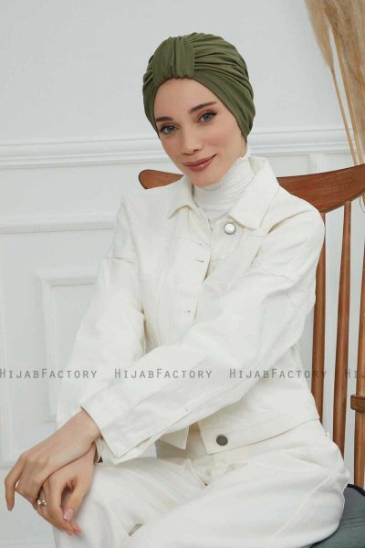 Laura - Turban En Coton Kaki