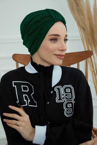 Laura - Turban En Coton Vert Foncé