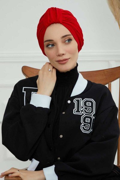 Laura - Turban En Coton Rouge
