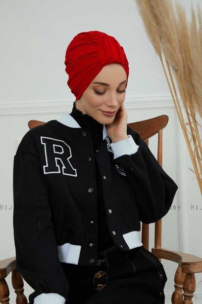 Laura - Turban En Coton Rouge