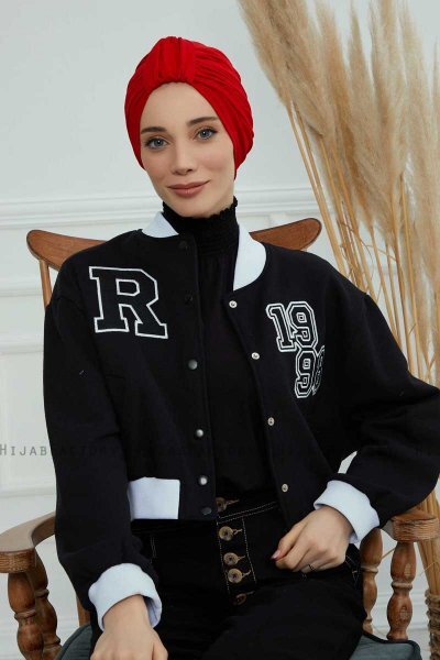 Laura - Turban En Coton Rouge