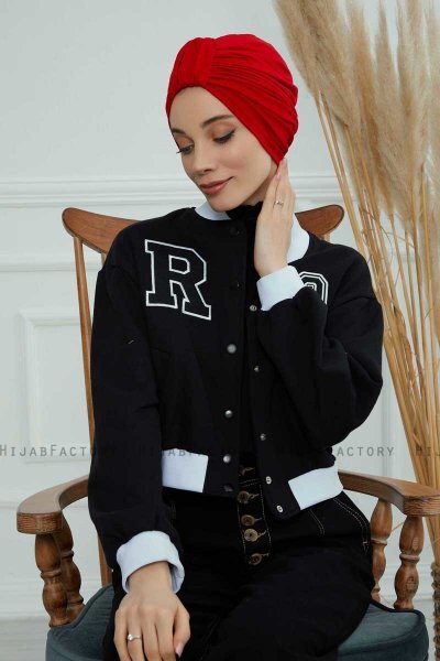 Laura - Turban En Coton Rouge