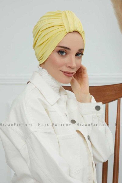 Laura - Turban En Coton Jaune