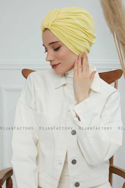 Laura - Turban En Coton Jaune