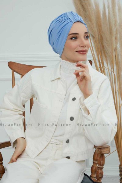 Laura - Turban En Coton Sky Blue