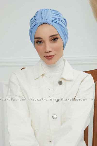 Laura - Turban En Coton Sky Blue