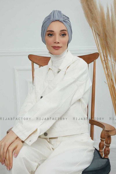 Laura - Turban En Coton Gris Clair