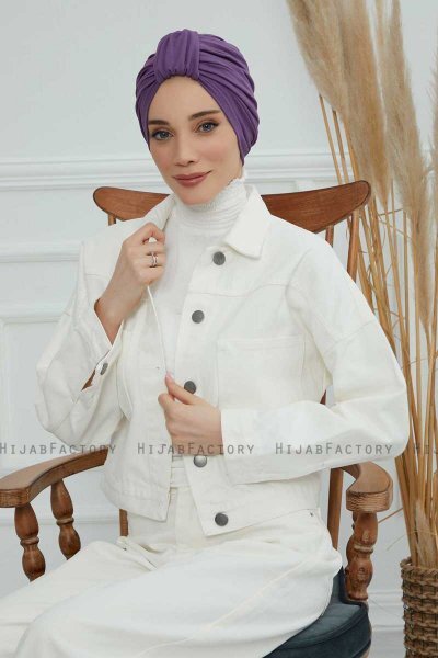 Laura - Turban En Coton Violet