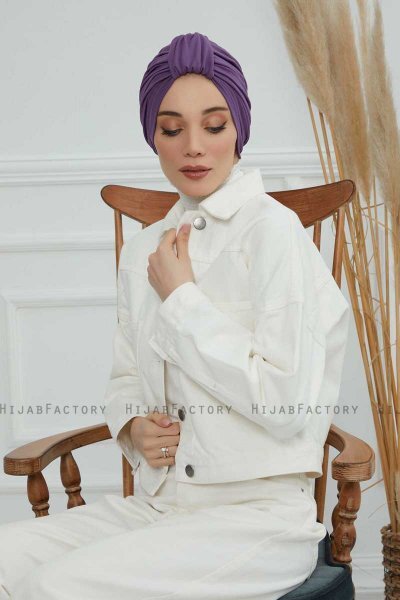 Laura - Turban En Coton Violet