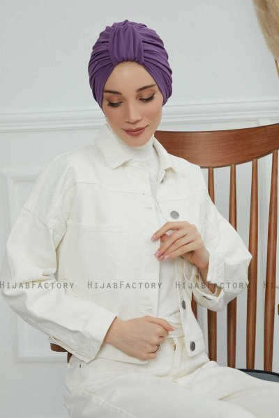 Laura - Turban En Coton Violet