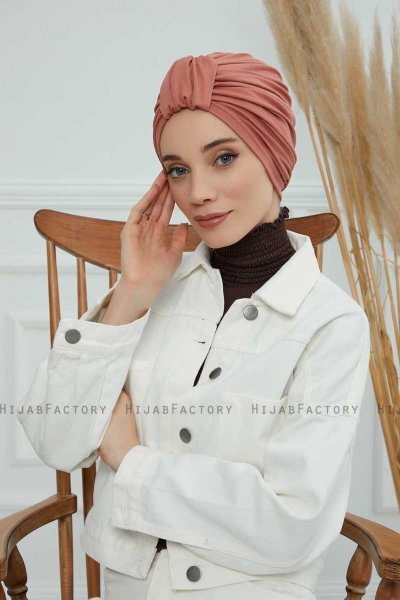 Laura - Turban En Coton Saumon
