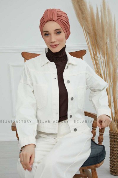Laura - Turban En Coton Saumon