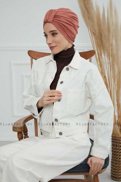 Laura - Turban En Coton Saumon