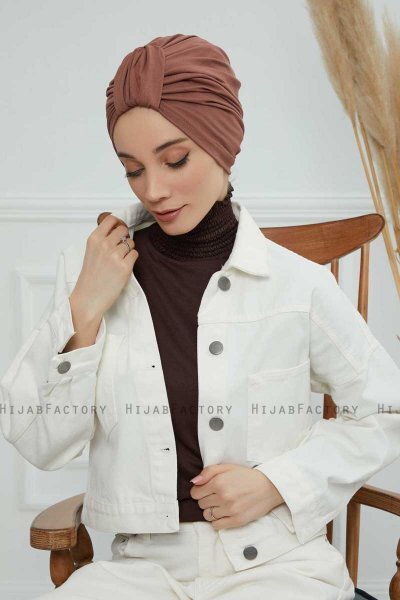 Laura - Turban En Coton Caramel