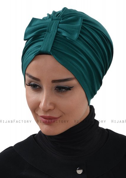 Agnes - Turban En Coton Vert Foncé - Ayse Turban