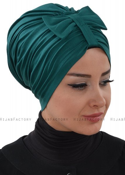 Agnes - Turban En Coton Vert Foncé - Ayse Turban