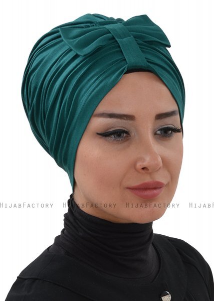 Agnes - Turban En Coton Vert Foncé - Ayse Turban