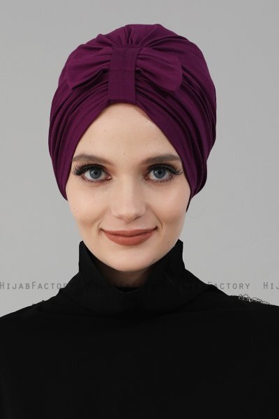 Agnes - Turban En Coton Violet - Ayse Turban