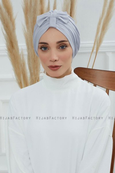 Agnes - Turban En Coton Gris Clair