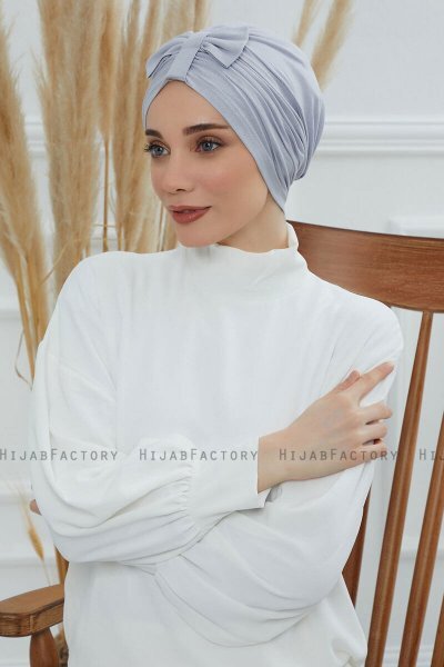 Agnes - Turban En Coton Gris Clair