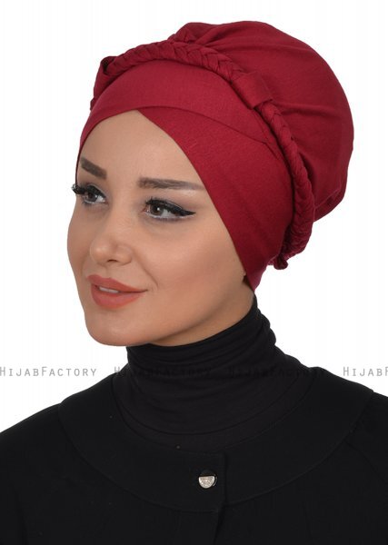 Olivia - Turban En Coton Bordeaux - Ayse Turban