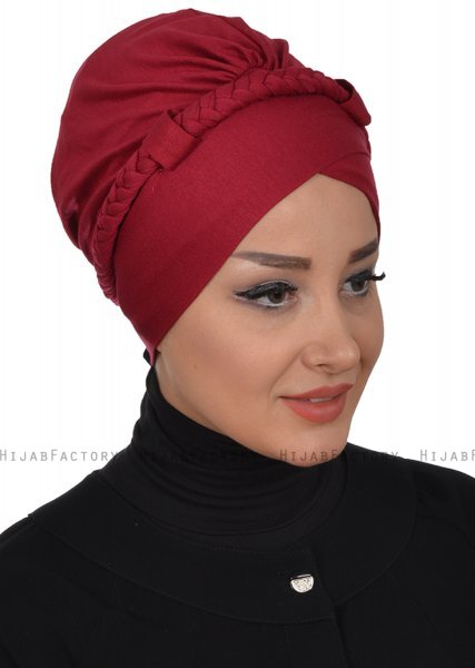Olivia - Turban En Coton Bordeaux - Ayse Turban