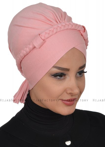 Olivia - Turban En Coton Vieux Rose - Ayse Turban