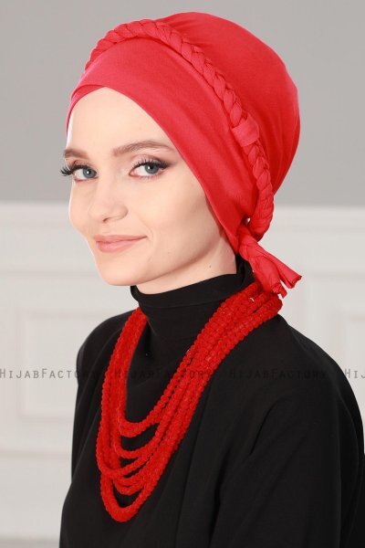 Olivia - Turban En Coton Rouge - Ayse Turban